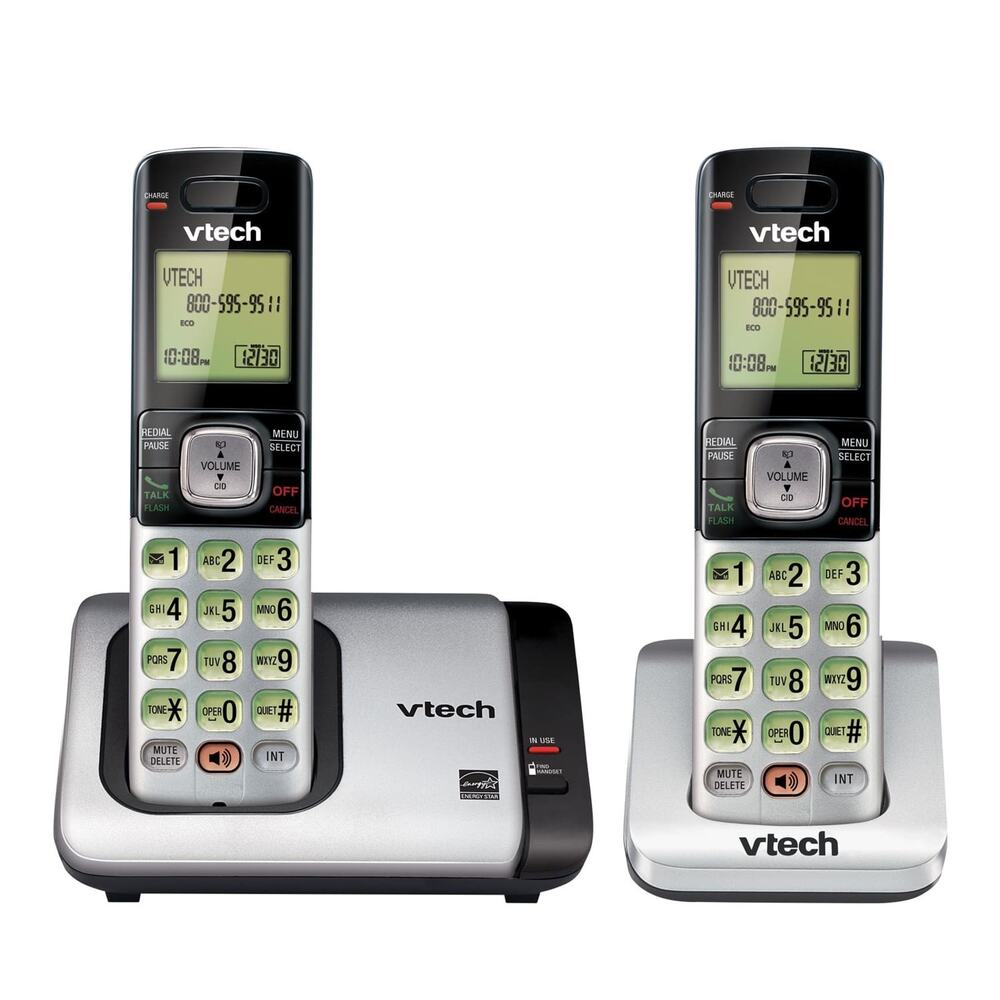 Vtech CS6719-2 Two-Handset Cordless Telephone System DECT 6.0 Silver/Black New